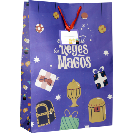 31356-BOLSA JUMBO REYES MAGOS (40X70X18 CM) COLORES SURTIDOS BISMARK 333602