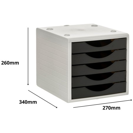 31373-MODULO ECOGREEN 5 CAJONES 100% RECICLADO Y RECICLABLE DIN A4 FOLIO Y SUBCARPETA MEDIDAS: 340X270X260 MM CARCASA GR