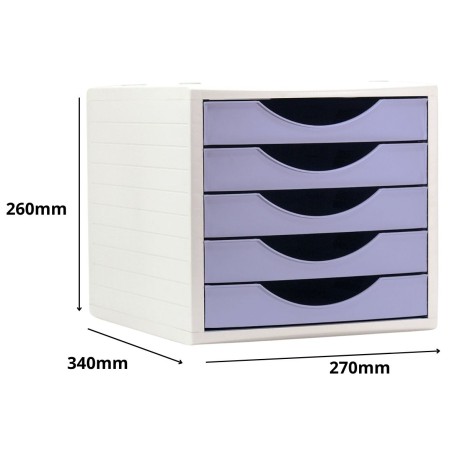 31379-MODULO ECOGREEN 5 CAJONES 100% RECICLADO Y RECICLABLE DIN A4 FOLIO Y SUBCARPETA MEDIDAS: 340X270X260 MM CARCASA GR