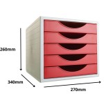 31473-MODULO ECOGREEN 5 CAJONES 100% RECICLADO Y RECICLABLE DIN A4 FOLIO Y SUBCARPETA MEDIDAS: 340X270X260 MM CARCASA GR