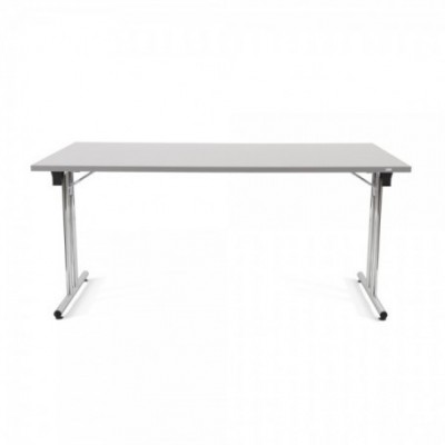 MESA PLEGABLE CON PATAS CROMADAS Y TABLERO GRIS 160X80X72CM ROCADA 7503N