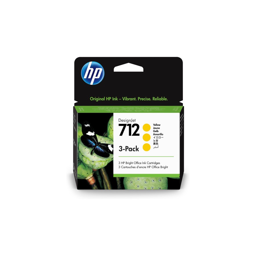 31871-HP Paquete de 3 cartuchos de Tinta DesignJet 712 amarillo de 29 ml