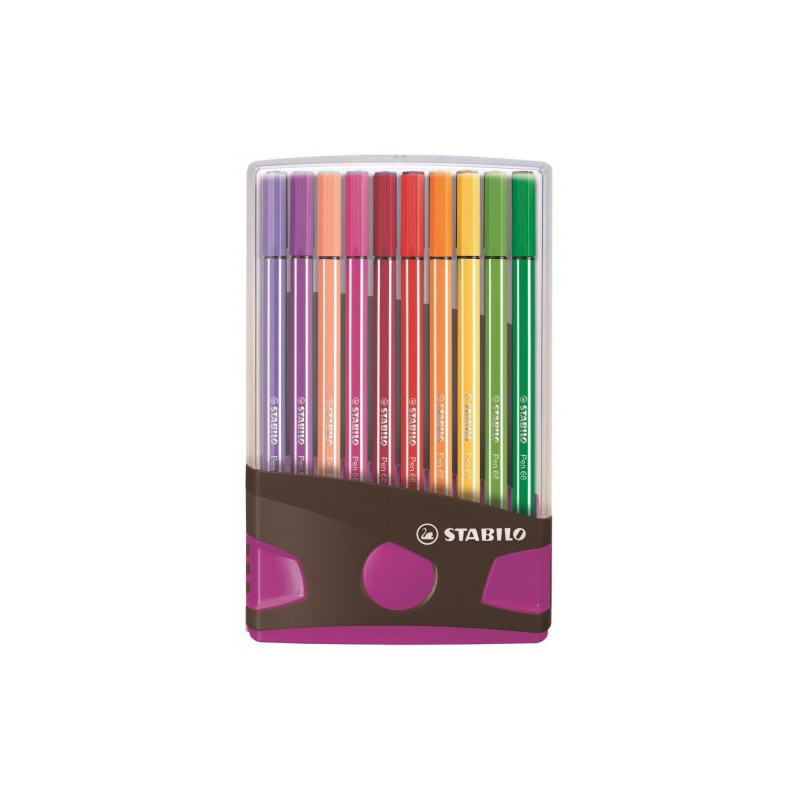 3195-CAJA 20 ROTULADORES PEN 68 COLORPARADE PUNTA 1 MM ANTRACITA/ROSA STABILO 6820-04-03