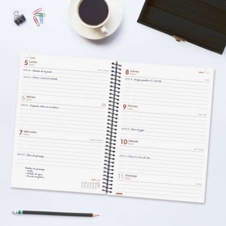 32017-AGENDA 2026 BASIC YEAR E10 155X212MM SEMANA VISTA HORIZONTAL NEGRO FINOCAM 741456026