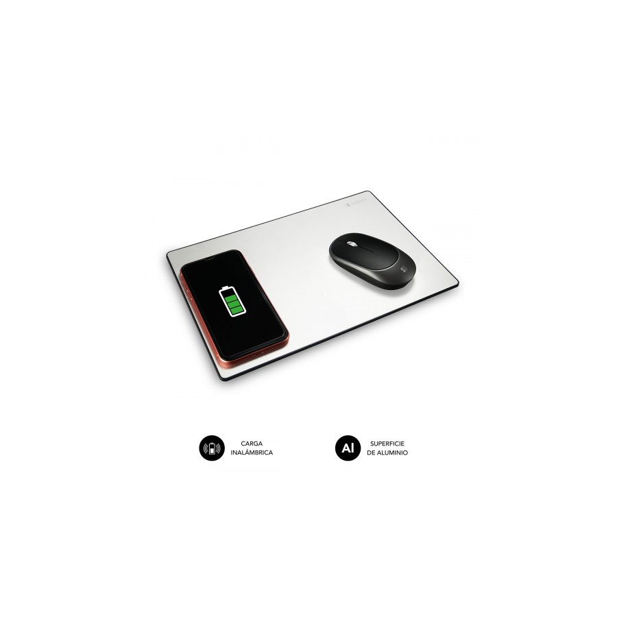 32134-SUBBLIM Alfombrilla con cargador Inalambrico Mousepad Wireless Charger Aluminum Silver 10W 32134-SUBBLIM Alfombrilla con cargador Inalambrico Mousepad Wireless Charger Aluminum Silver 10W