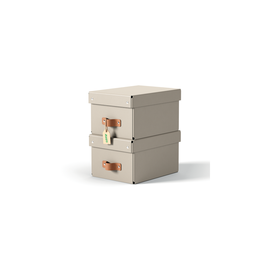 32210-PACK 2 CAJAS DE ALMACENAMIENTO CARTON PEQUENA COLOR BEIGE LEITZ 61470012