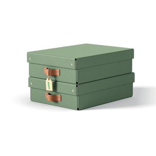 32220-PACK 2 CAJAS DE ALMACENAMIENTO CARTON MEDIANA BAJA COLOR VERDE LEITZ 61480050