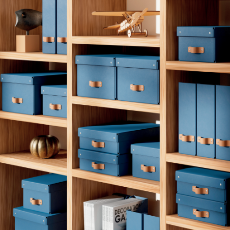 32223-PACK 2 CAJAS DE ALMACENAMIENTO CARTON MEDIANA BAJA COLOR AZUL LEITZ 61480068