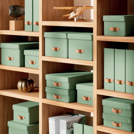 32229-PACK 2 CAJAS DE ALMACENAMIENTO CARTON MEDIANA COLOR VERDE LEITZ 61490050