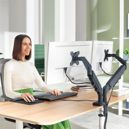 32237-BRAZO PARA MONITOR DUAL LEITZ ERGO SPACESAVING COLOR GRIS OSCURO KENSINGTON 65370089