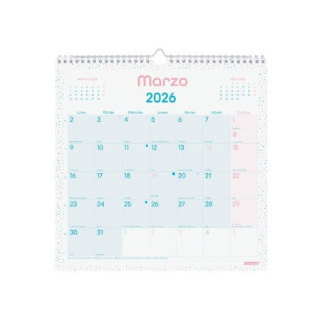 32360-CALENDARIO 2026 PARED TRENDY CHIC ESCRIBIR 300X300MM TURQUESA FINOCAM 787005826