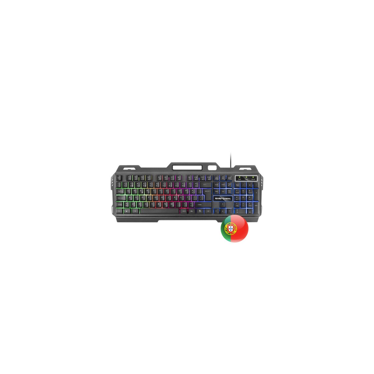 Mars Gaming MK120PT Teclado Gaming FRGB Aluminio Antighosting Soporte Smartphone Gris y Negro Idioma Portugues