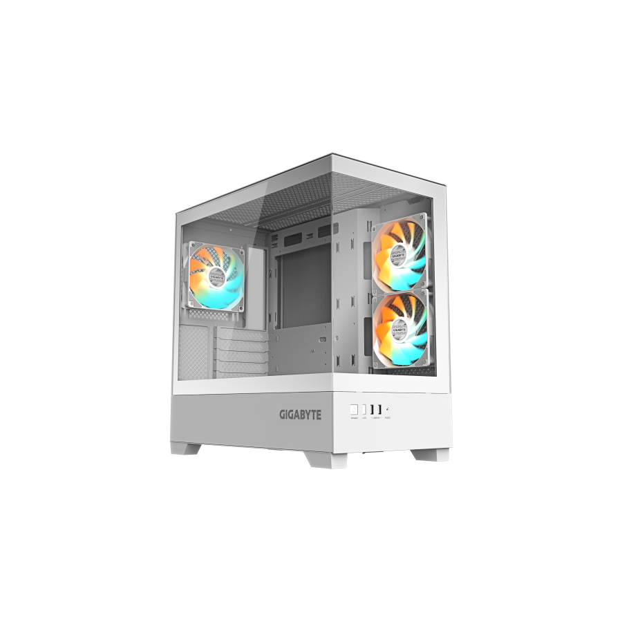 32486-GIGABYTE C201 PANORAMIC ICE Caja para PC - Torre media, m-ATX, compatible con radiador de 360 mm, 3 ventiladores p