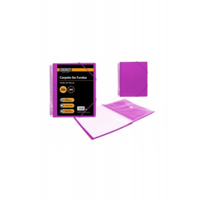 CARPETA ESPIRAL 20 FUNDAS CON SOBRE A4 MORADO POLIPROPILENO INGRAF 332490