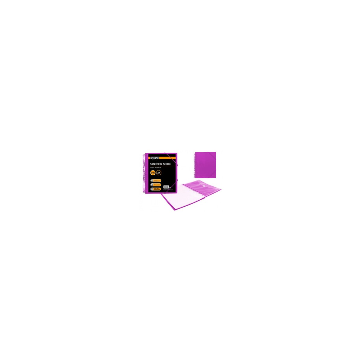 CARPETA ESPIRAL 20 FUNDAS CON SOBRE A4 MORADO POLIPROPILENO INGRAF 332490