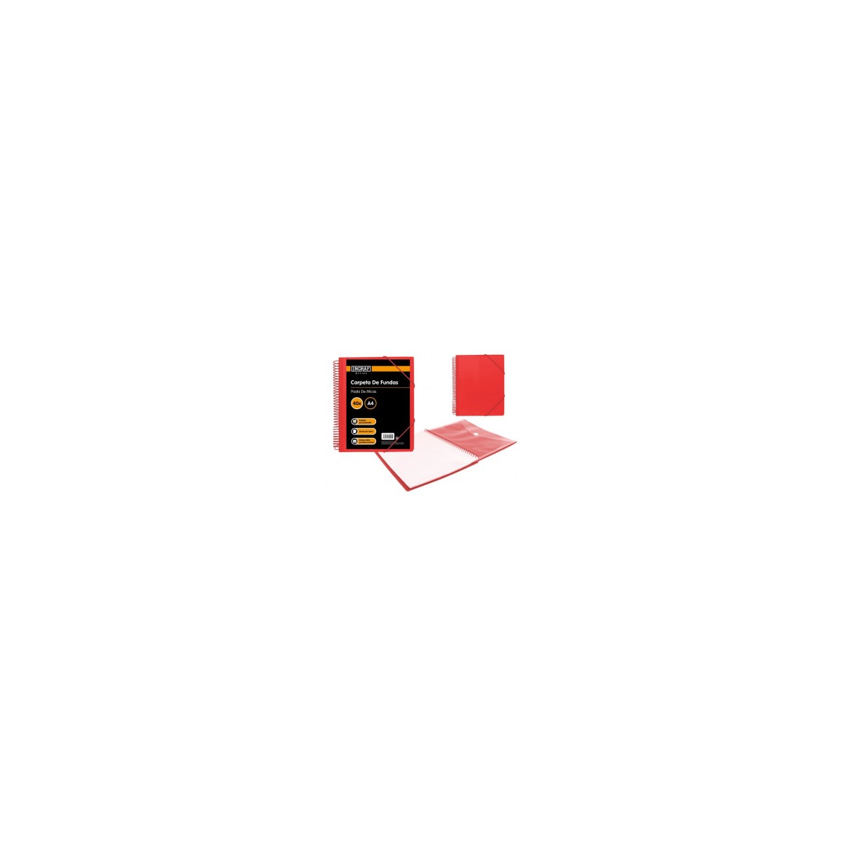 CARPETA ESPIRAL 40 FUNDAS CON SOBRE A4 ROJO POLIPROPILENO INGRAF 332495