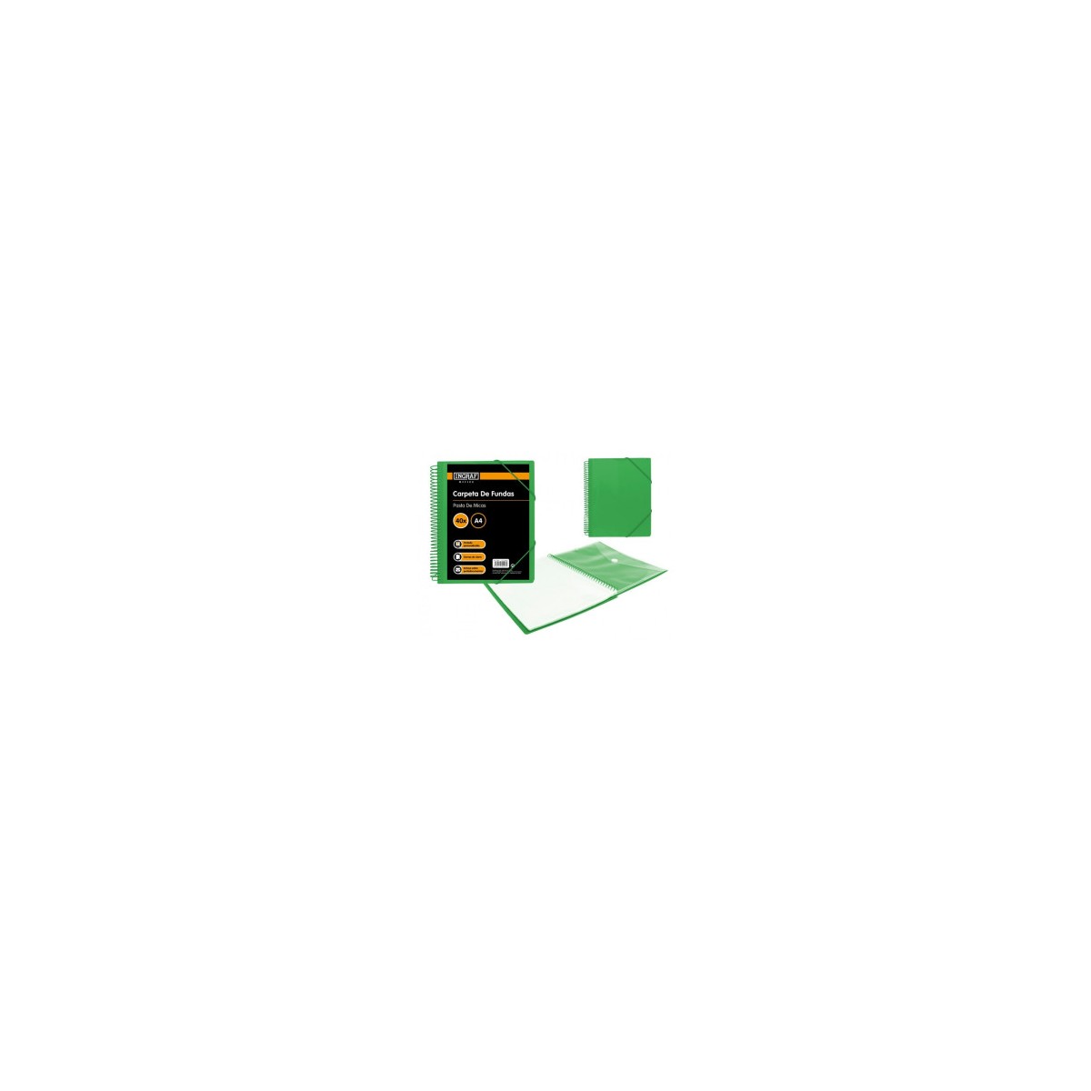 CARPETA ESPIRAL 40 FUNDAS CON SOBRE A4 VERDE POLIPROPILENO INGRAF 332497