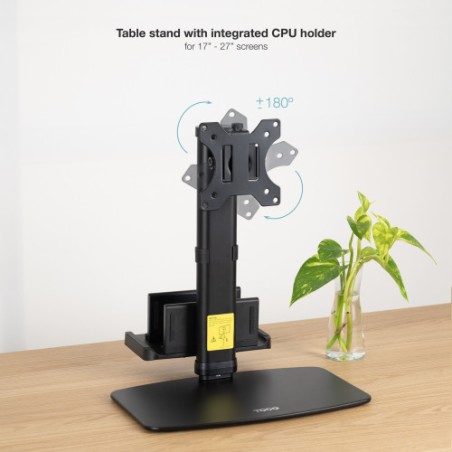 32741-TooQ Soporte de mesa para pantallas 17"-27" con soporte integrado para CPU Ligera