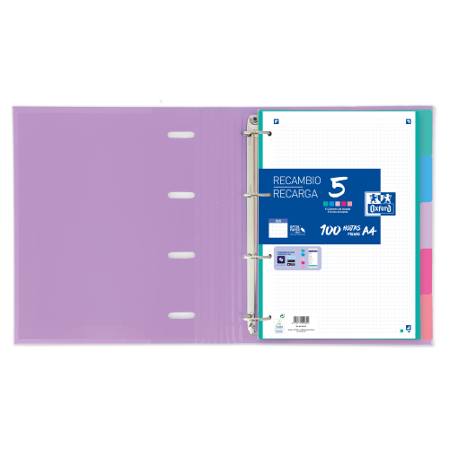 32878-SEPARADORES CARTULINA STRONGLINE A4 5 POSICIONES - 5 COLORES PASTEL OXFORD 400149956