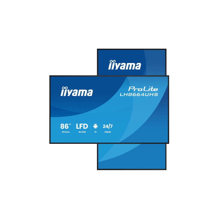 32988-iiyama LH8664UHS-B3AG pantalla de senalizacion Pantalla plana para senalizacion digital 2,17 m (85.6") Wifi 450 cd