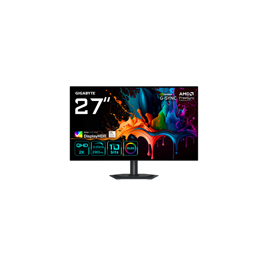 33239-GIGABYTE MO27Q28G Monitor Gaming OLED 27" QHD - 2560 x 1440, 280Hz, 0,03ms, 335 cd/m2, Display HDR True Black 500,