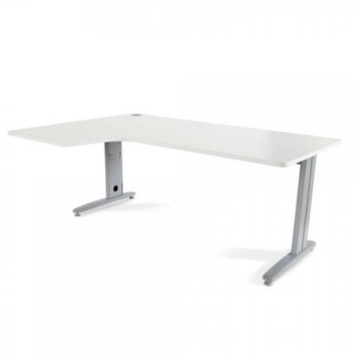 MESA DE OFICINA SERIE METAL FORMA L IZQUIERDA 180X120 GRIS BLANCO ROCADA 2054AC04