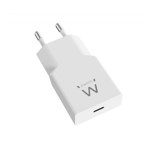 33700-Ewent Cargador Rapido USB-C PD de 20W con Tecnologia GaN y Diseno Ultrafino