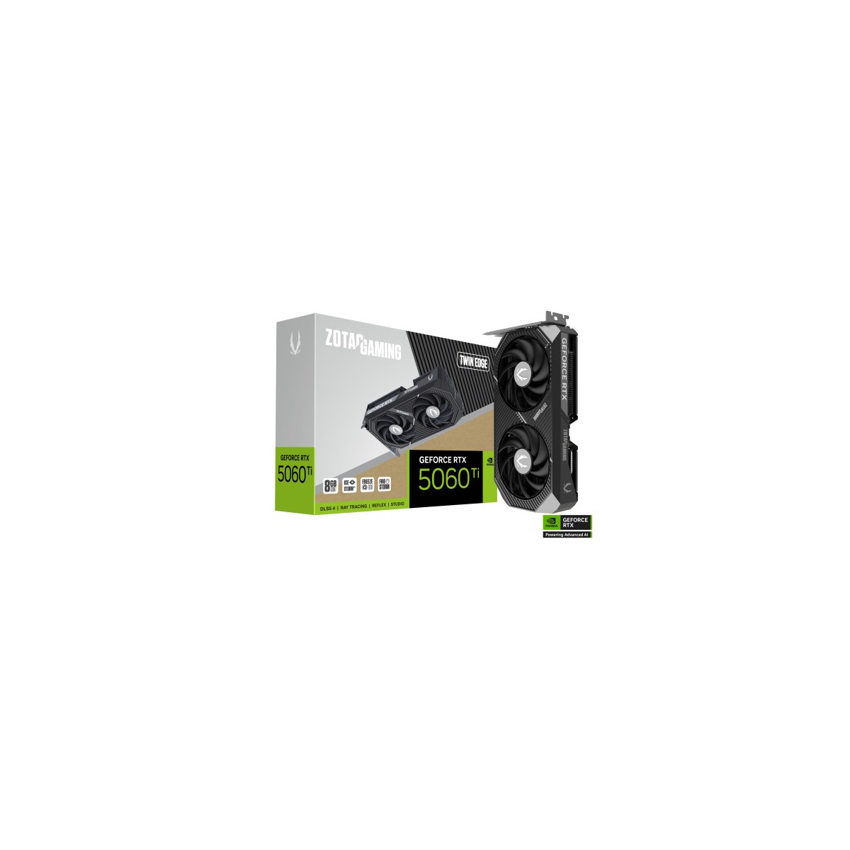 VGA ZOTAC RTX 5060 TI 8GB TWIN EDGENVRTX5060TI8GBGDDR7128BIT1HDMI3DP2 VENTILADORES ZT B50610E 10M