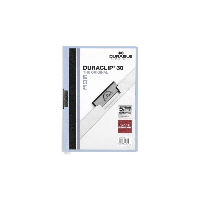 3434-DOSSIER CON CLIP 30 H A4 AZUL CLARO DURABLE 2200-06 3434-DOSSIER CON CLIP 30 H A4 AZUL CLARO DURABLE 2200-06