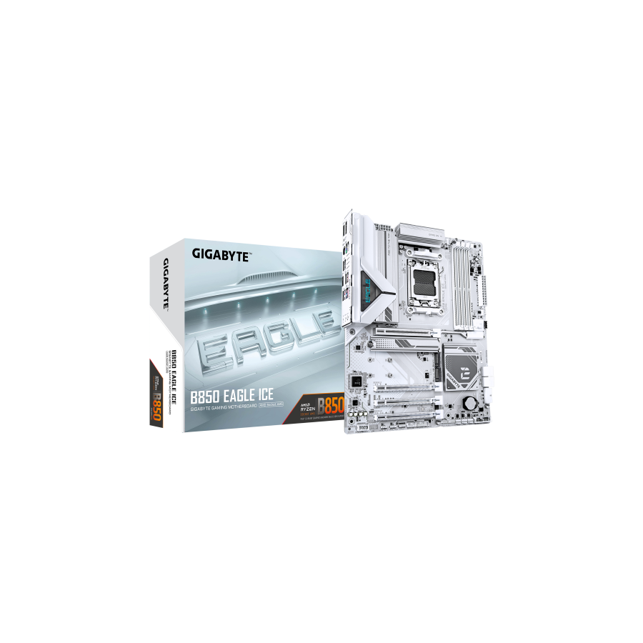 34454-PLACA GIGABYTE B850 EAGLE ICE (BLANCO),AMD,AM5,B850,4DDR5,256GB,1HDMI+1DP,4SATA3+3M.2,2.5GBE,5USB3.2,ATX