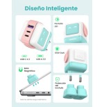 34541-Ugreen Uno RG 65W 3-Port GaN Fast Charger pink blue Ordenador portatil, Telefono movil, Portatil, Tableta, Telefon