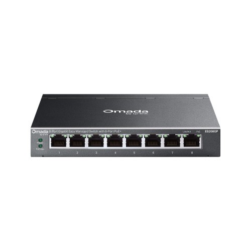 34894-TP-Link Omada ES208GP switch Gestionado L2 Gigabit Ethernet (10/100/1000) Energia sobre Ethernet (PoE) DIN rail Ne