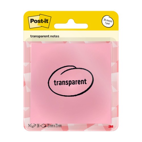 35067-BLISTER 36 HOJAS NOTAS TRANSPARENTES 600-1TRSPO 73X73 MM NARANJA PASTEL POST-IT 7100394468