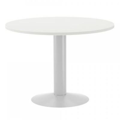 MESA DE REUNIONES REDONDA 100CM DE DIAMETRO ALTURA 72CM COLOR PATA METALICA BLANCA TABLERO BLANCO ROCADA 3005ATW04