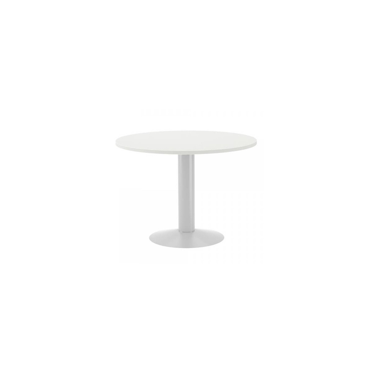 MESA DE REUNIONES REDONDA 100CM DE DIAMETRO ALTURA 72CM COLOR PATA METALICA BLANCA TABLERO BLANCO ROCADA 3005ATW04