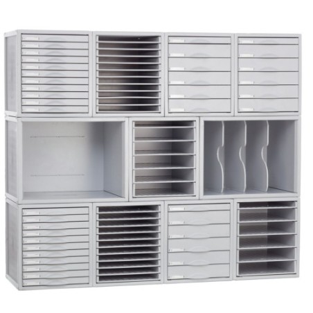 35311-MODULO ARCHISYSTEM DE 9 BANDEJAS 356X316X303 MM GRIS ARCHIVO 2000 8409B GS
