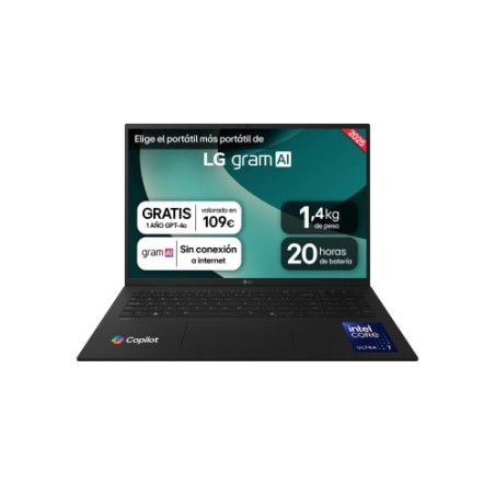 35560-PORTATIL LG GRAM, 17" 17ZD90S, INTEL CORE ULTRA  7, 1,4 GHZ, 40,6 CM, 2560 X 1600 PIXELES, 16 GB, 512 GB