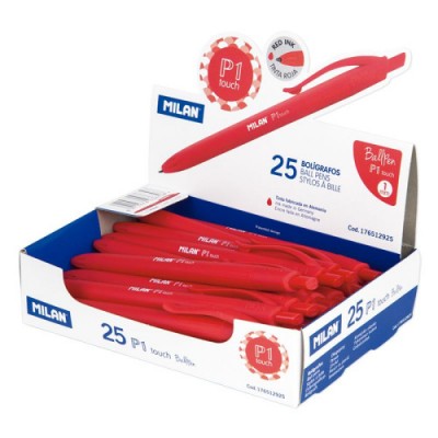 Milan 176512925 boligrafo Rojo Boligrafo de punta retractil con pulsador 25 piezas