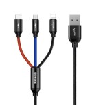 36037-BASEUS THREE PRIMARY COLORS 3-IN-1 CABLE USB FOR M+L+T 3.5A 1.2M BLACK
