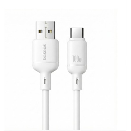 36041-OS-BASEUS SILKY FAST CHARGING DATA CABLE USB-A TO USB-C 3A 2M MOON WHITE