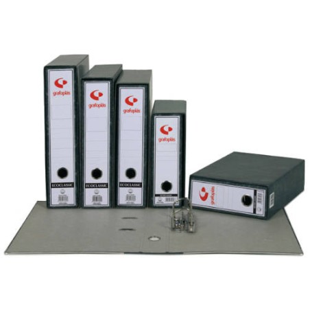 3654-ARCHIVADOR JASPEADO  ECOCLASSIC NEGRO FOLIO NATURAL LOMO ANCHO 290X350X75 GRAFOPLAS 7179000