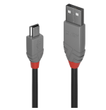 36561-Lindy 36721 cable USB USB 2.0 0,5 m USB A Mini-USB B Negro, Gris