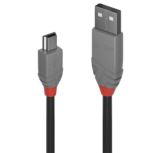 36563-Lindy 36722 cable USB USB 2.0 1 m USB A Mini-USB B Negro, Gris
