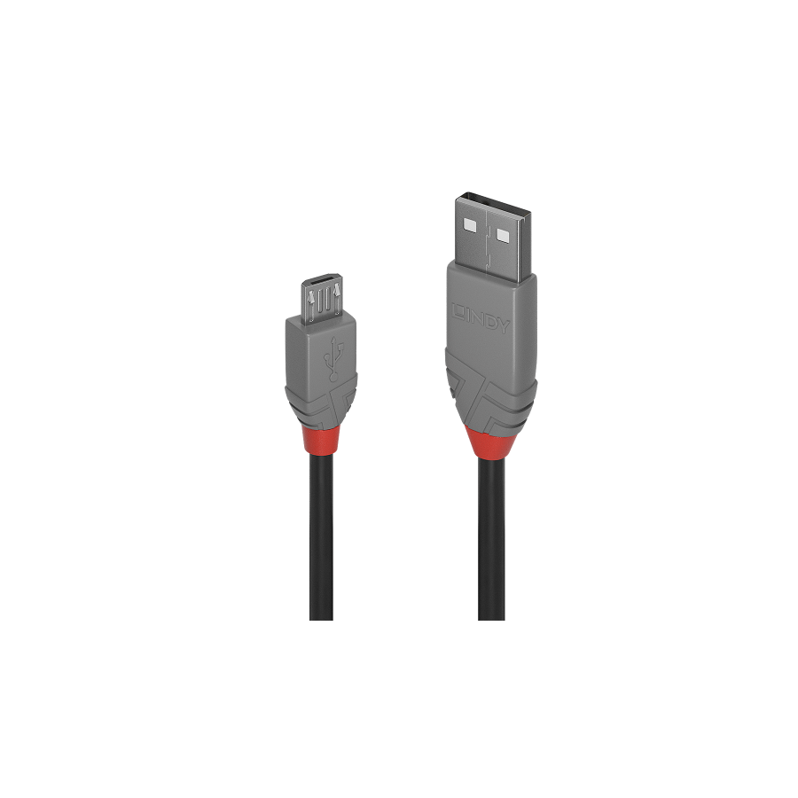 36573-Lindy 36731 cable USB USB 2.0 0,5 m USB A Micro-USB B Negro, Gris