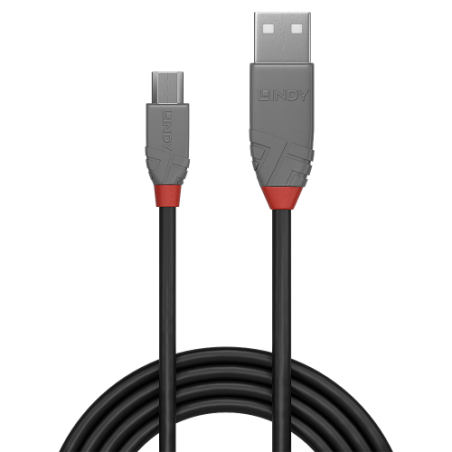 36576-Lindy 36732 cable USB USB 2.0 1 m USB A Micro-USB B Negro, Gris
