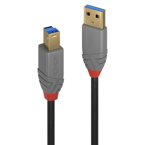 36587-Lindy 36742 cable USB USB 3.2 Gen 1 (3.1 Gen 1) 2 m USB A USB B Negro, Gris