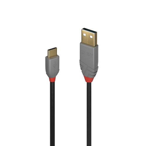 36637-Lindy 36885 cable USB USB 2.0 0,5 m USB A USB C Negro, Gris
