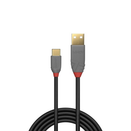 36644-Lindy 36888 cable USB USB 2.0 3 m USB A USB C Negro, Gris