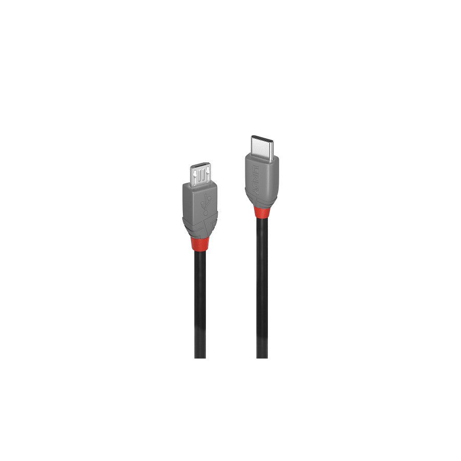 36649-Lindy 36892 cable USB USB 2.0 2 m USB C Micro-USB B Negro, Gris