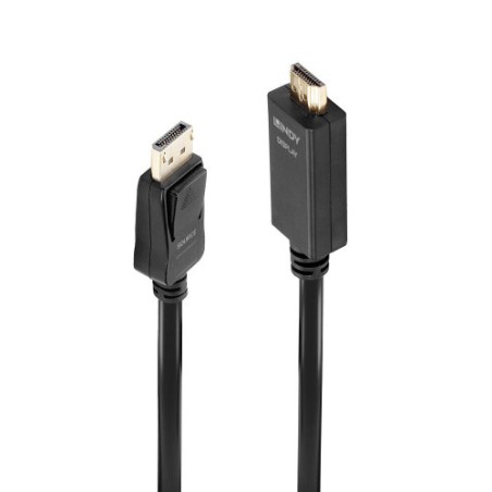 36687-Lindy 36921 adaptador de cable de video 1 m DisplayPort HDMI tipo A (Estandar) Negro